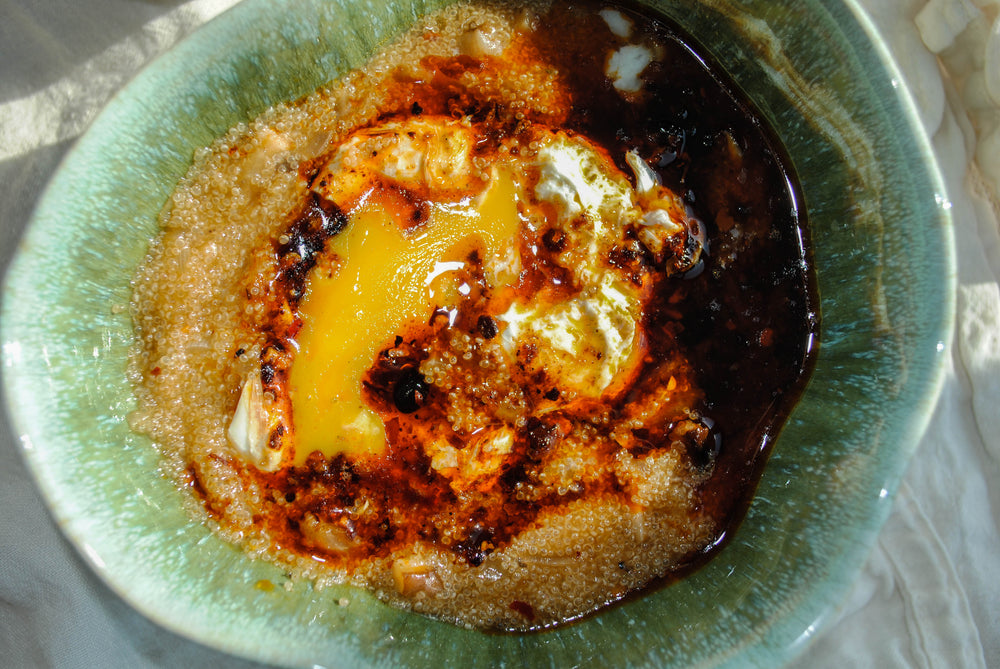 Amaranth Porridge With Sichuan Chili Crisp