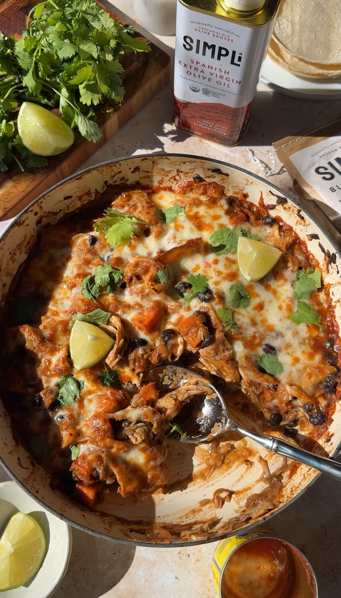 Leftover Turkey Enchiladas Skillet