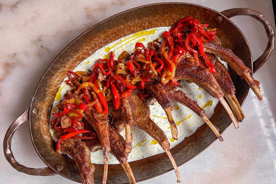 Spiced Lamb Chops with Vinegary Peppers