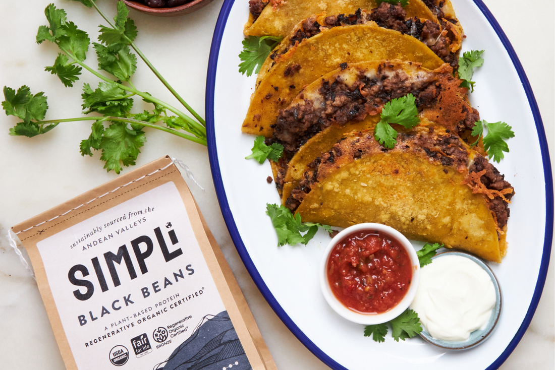 Slow Cooker Refried Black Bean Tacos