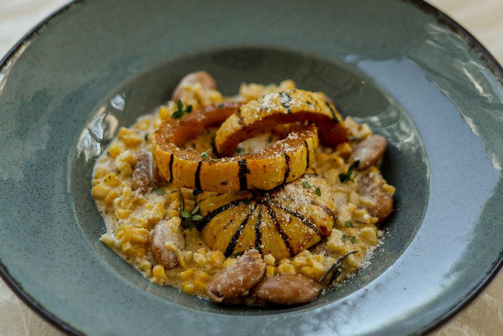 Creamed Creole Corn, “Pumpkin” & Gigante Chowder