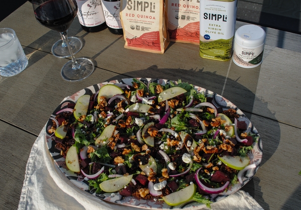 SIMPLi Red Quinoa, Beet, and Goat Cheese Salad Paired with Bonterra Pinot Noir