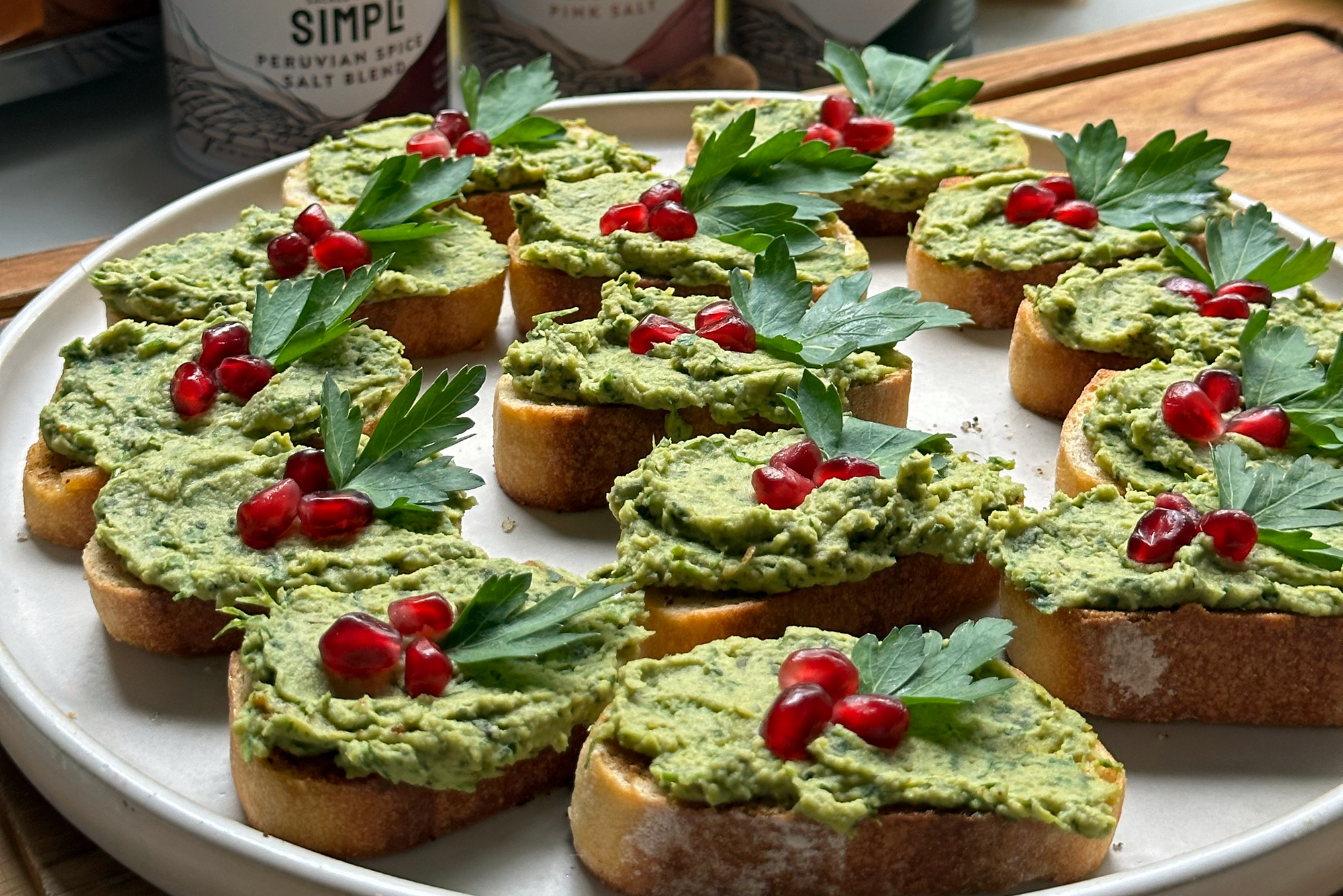 Rita’s Green Hummus Crostini