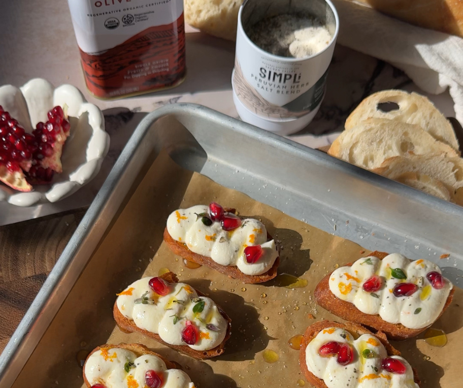 Holiday Whipped Ricotta Crostini