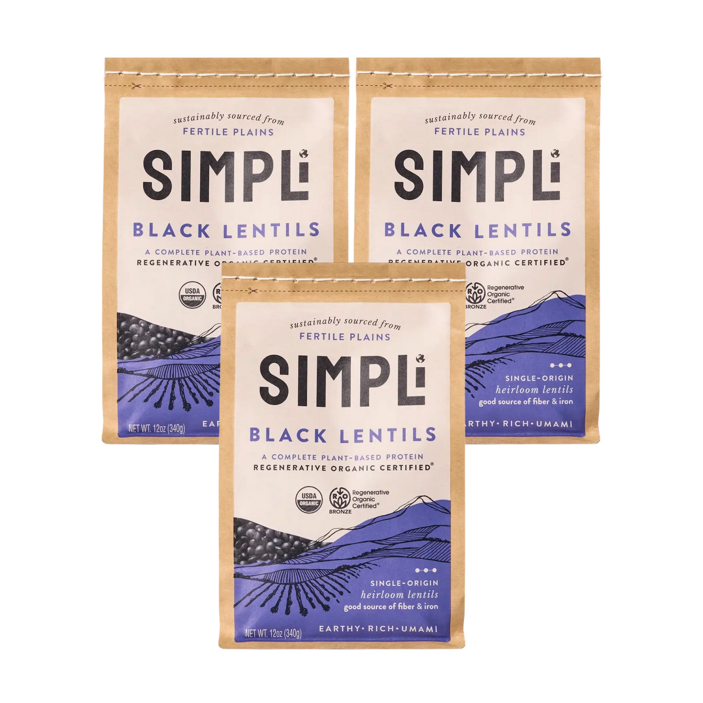 3-PACK SIMPLi REGENERATIVE ORGANIC CERTIFIED® BLACK LENTILS