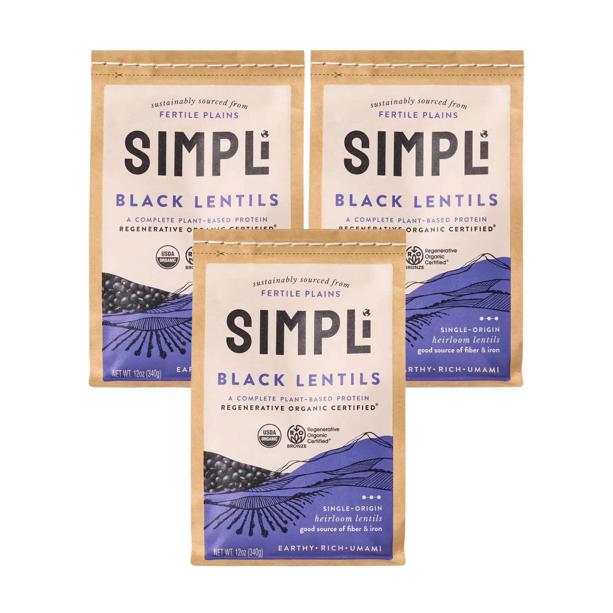 3-PACK SIMPLi REGENERATIVE ORGANIC CERTIFIED® BLACK LENTILS