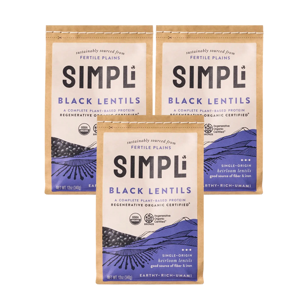 lentils for plant fertilizer 3-PACK SIMPLi REGENERATIVE ORGANIC CERTIFIED Black LENTILS (NO S&S)