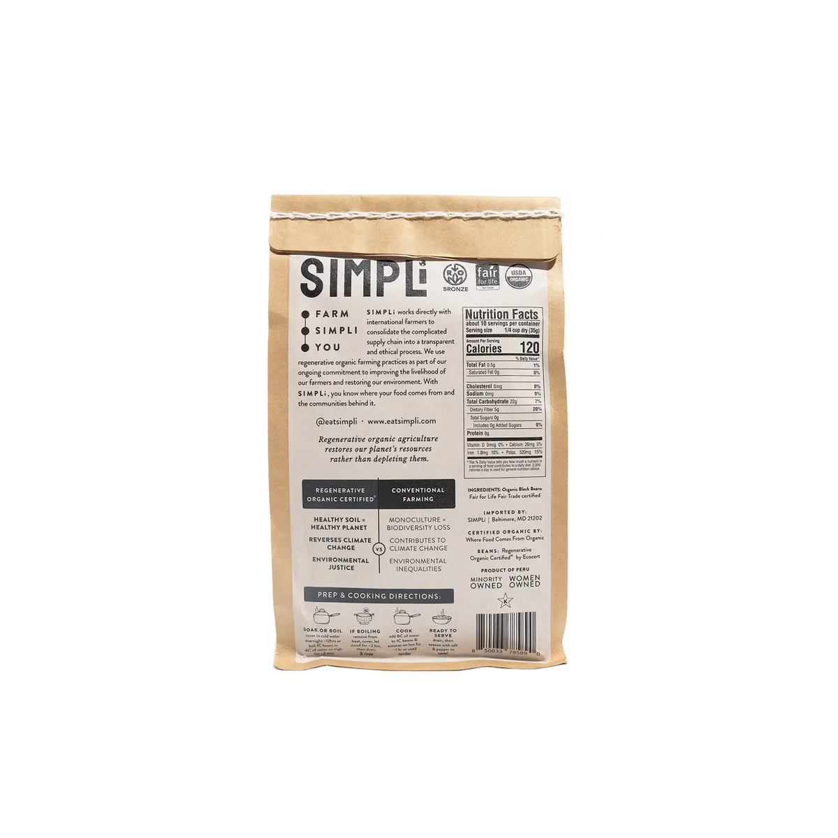 Simpli 3-PACK SIMPLi REGENERATIVE ORGANIC CERTIFIED® BLACK BEANS