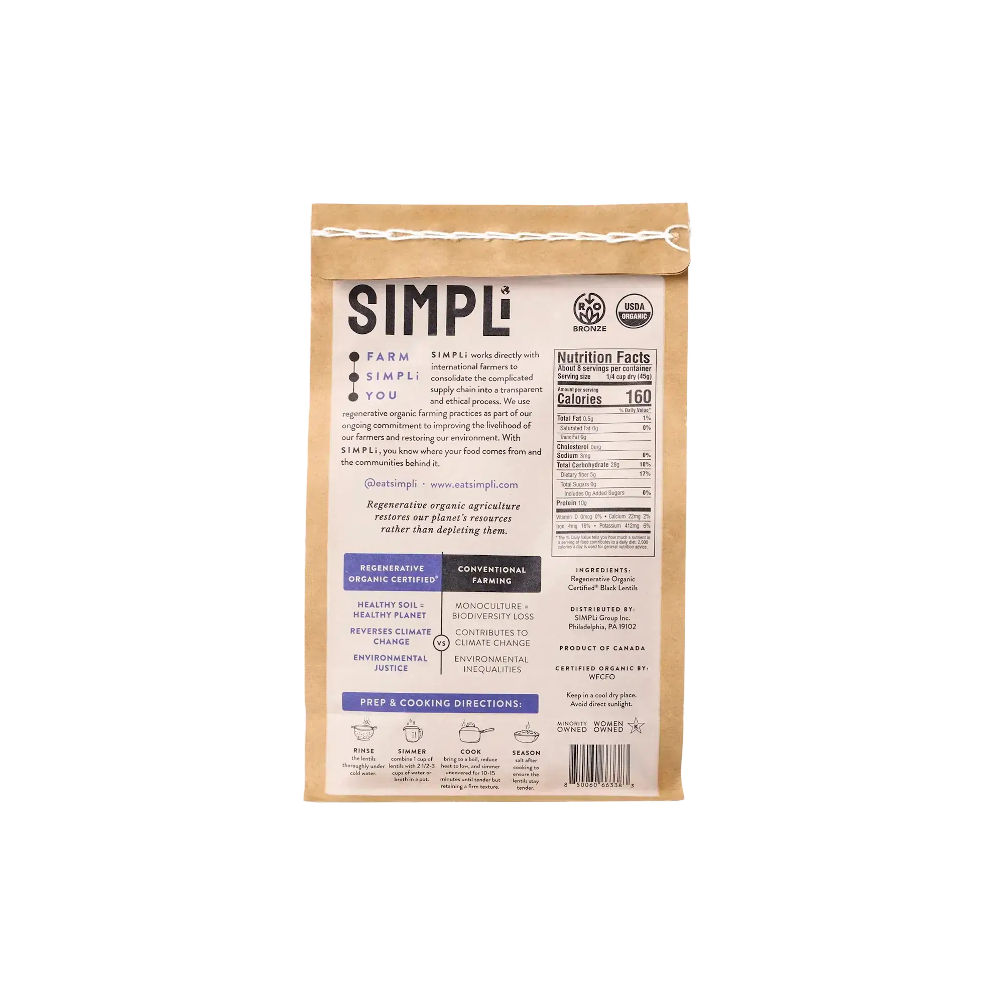SIMPLi REGENERATIVE ORGANIC CERTIFIED® BLACK LENTILS