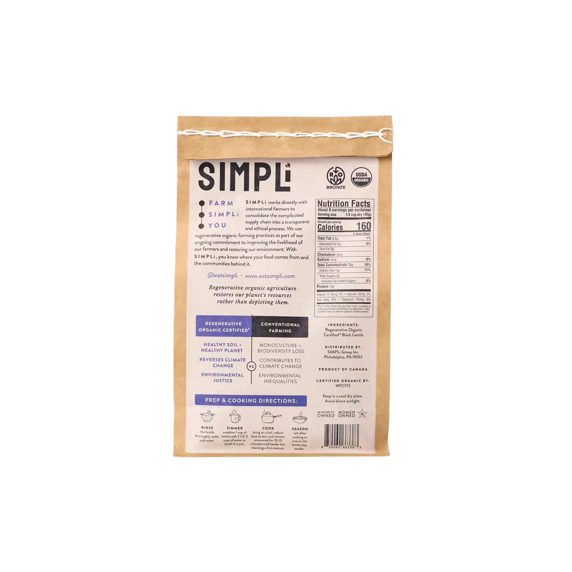 SIMPLi REGENERATIVE ORGANIC CERTIFIED® BLACK LENTILS