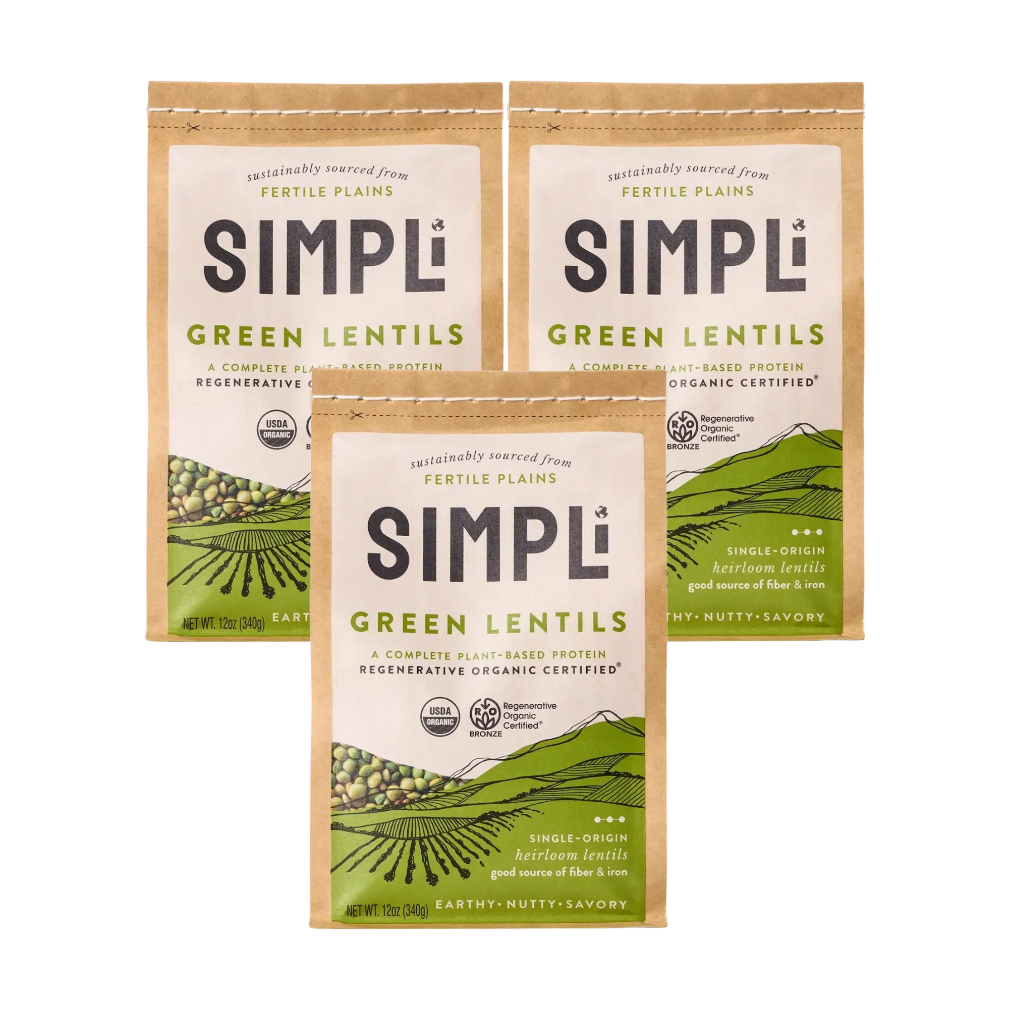 3-PACK SIMPLi REGENERATIVE ORGANIC CERTIFIED® GREEN LENTILS