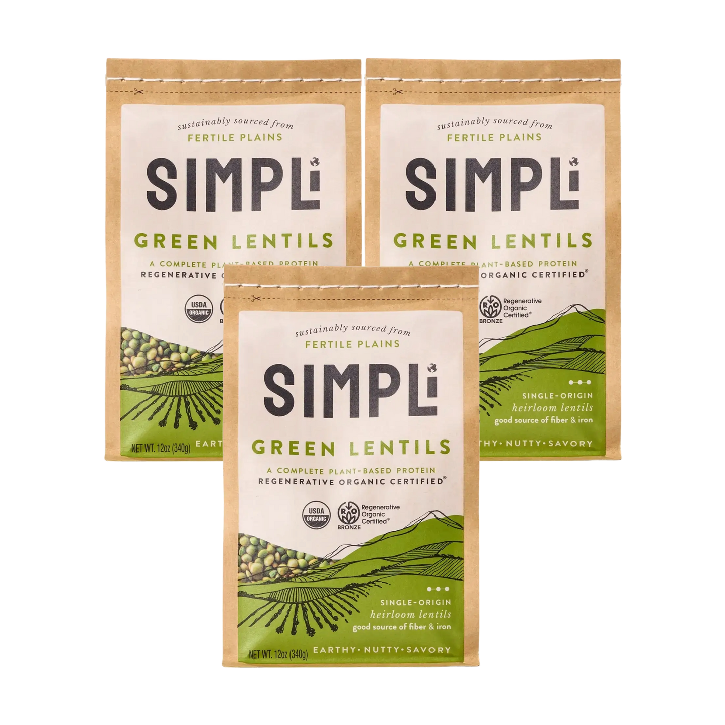 3-PACK SIMPLi REGENERATIVE ORGANIC CERTIFIED® GREEN LENTILS