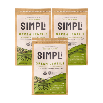 3-PACK SIMPLi REGENERATIVE ORGANIC CERTIFIED® GREEN LENTILS