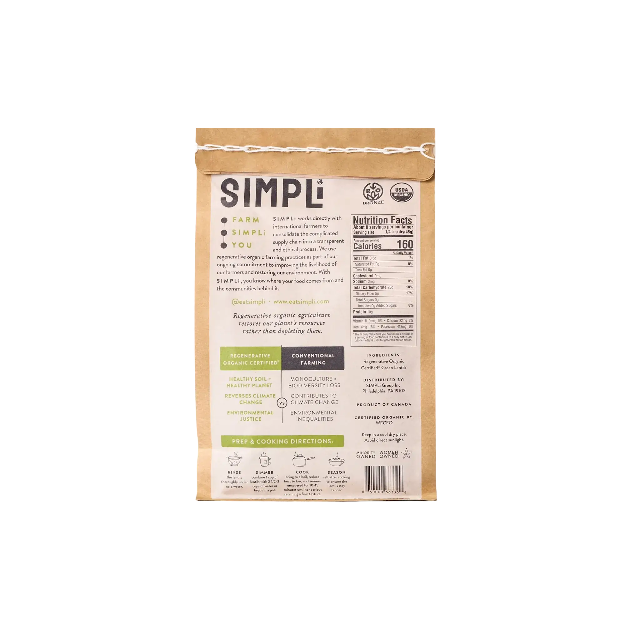 SIMPLi REGENERATIVE ORGANIC CERTIFIED® GREEN LENTILS