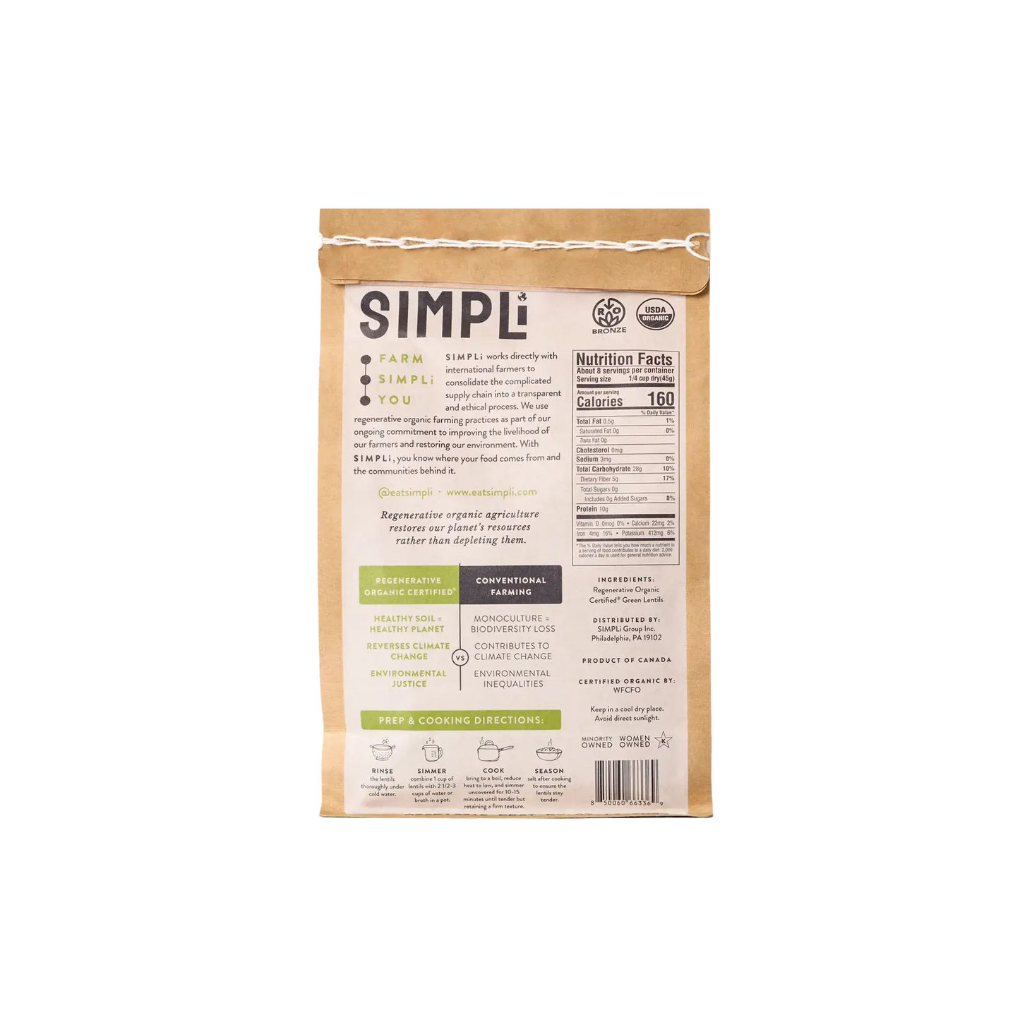 SIMPLi REGENERATIVE ORGANIC CERTIFIED® GREEN LENTILS