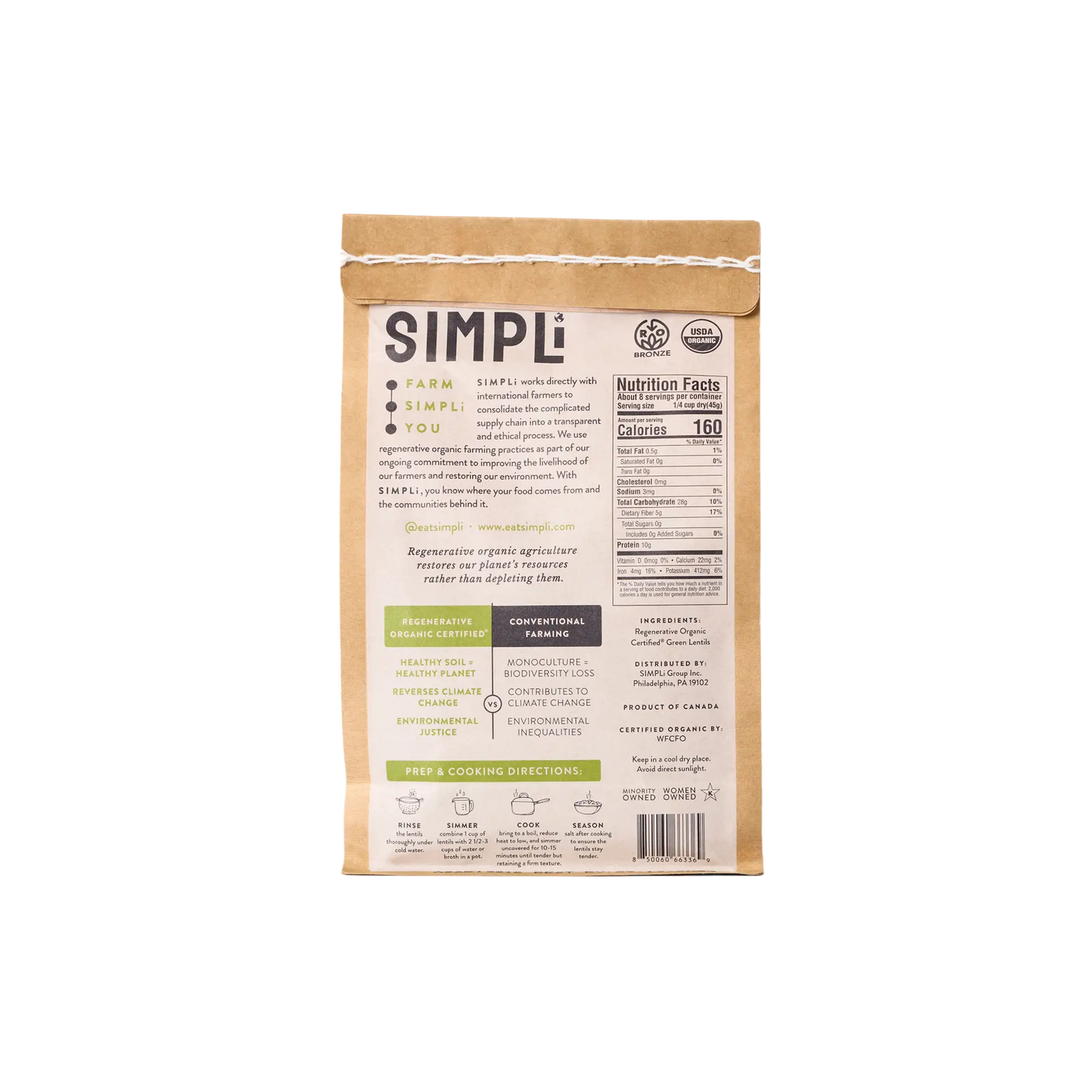 SIMPLI REGENERATIVE ORGANIC CERTIFIED® GREEN LENTILS