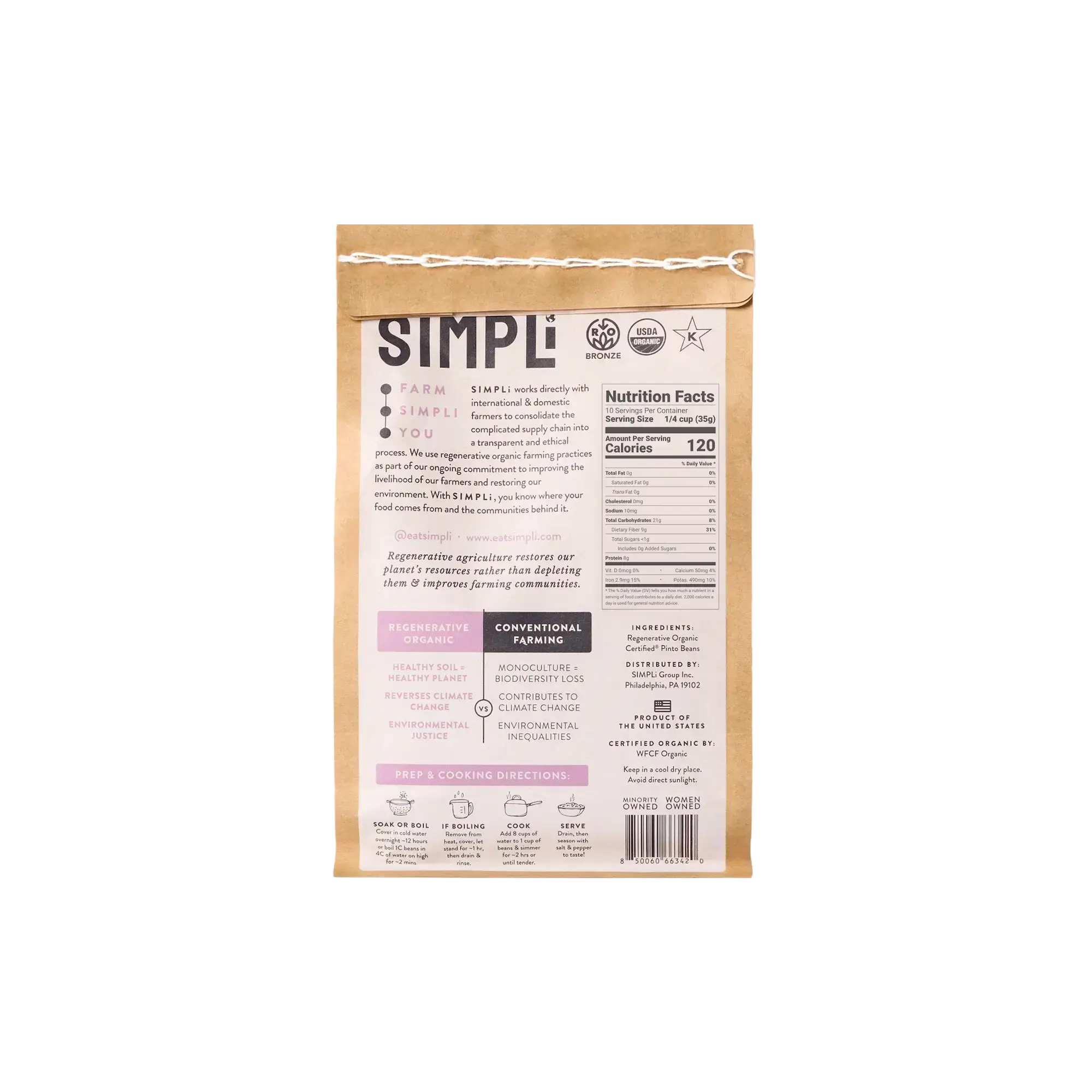 3-PACK SIMPLi REGENERATIVE ORGANIC CERTIFIED® PINTO BEANS
