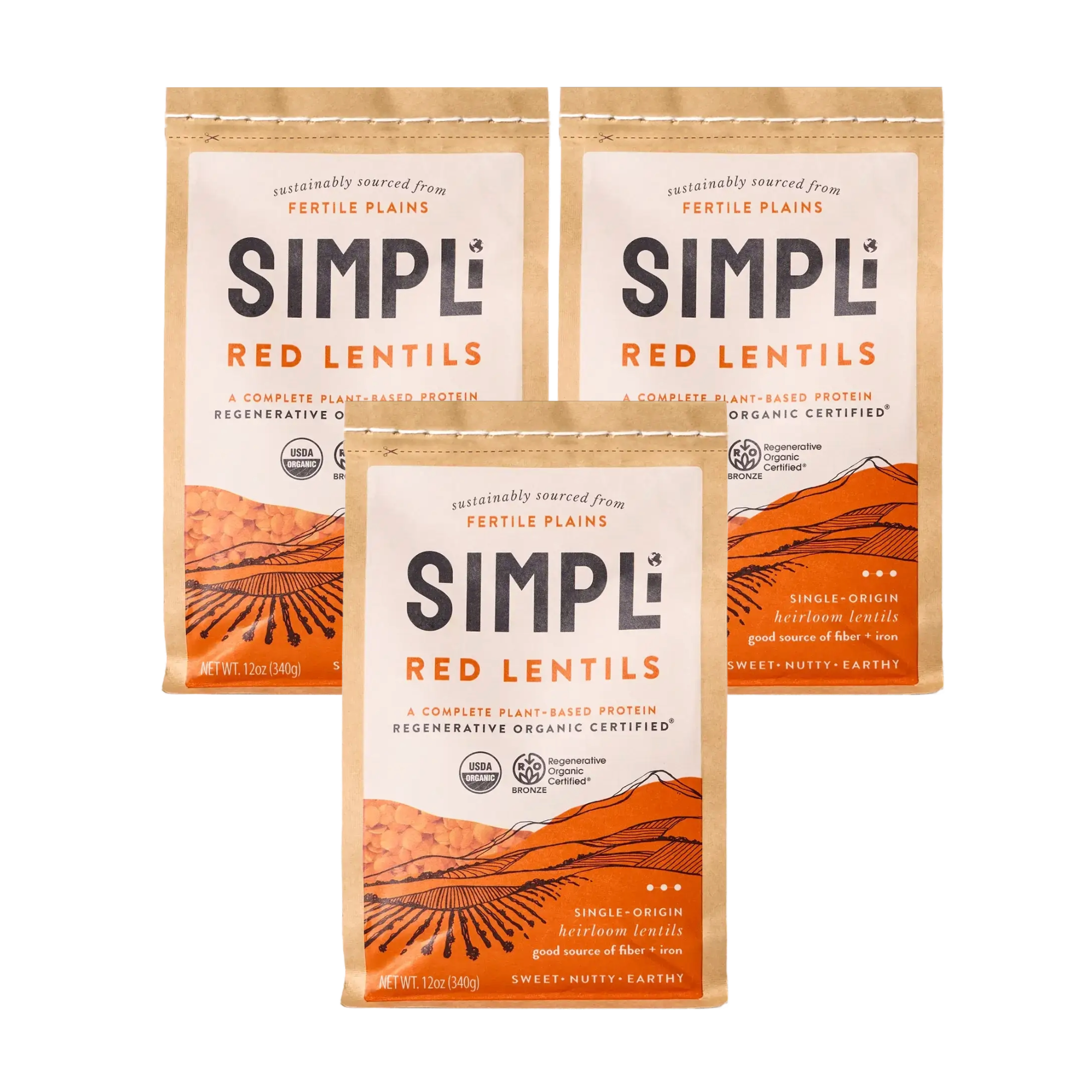 3-PACK SIMPLi REGENERATIVE ORGANIC CERTIFIED® RED LENTILS