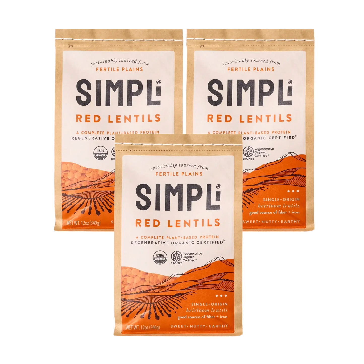 3-PACK SIMPLi REGENERATIVE ORGANIC CERTIFIED® RED LENTILS