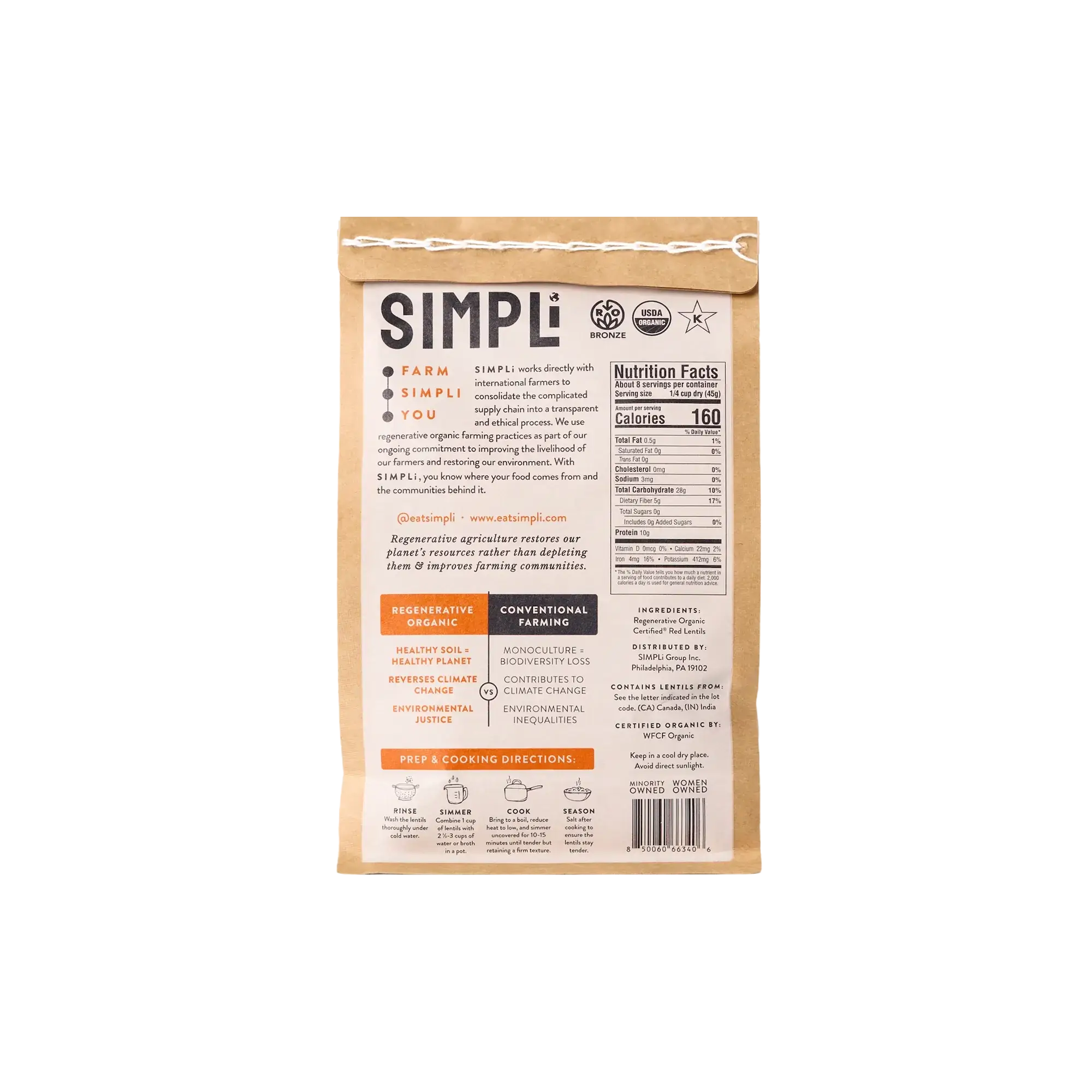 SIMPLi REGENERATIVE ORGANIC CERTIFIED® RED LENTILS