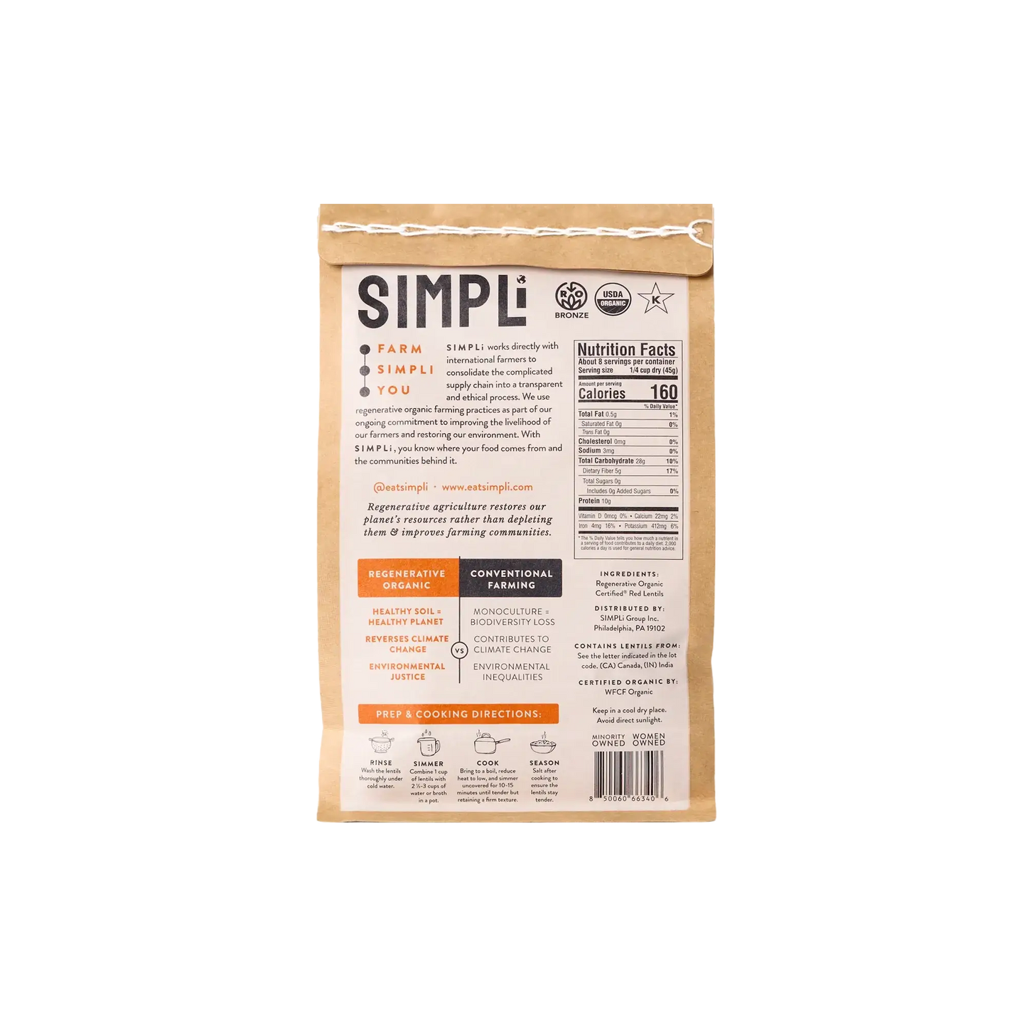 SIMPLi REGENERATIVE ORGANIC CERTIFIED® RED LENTILS