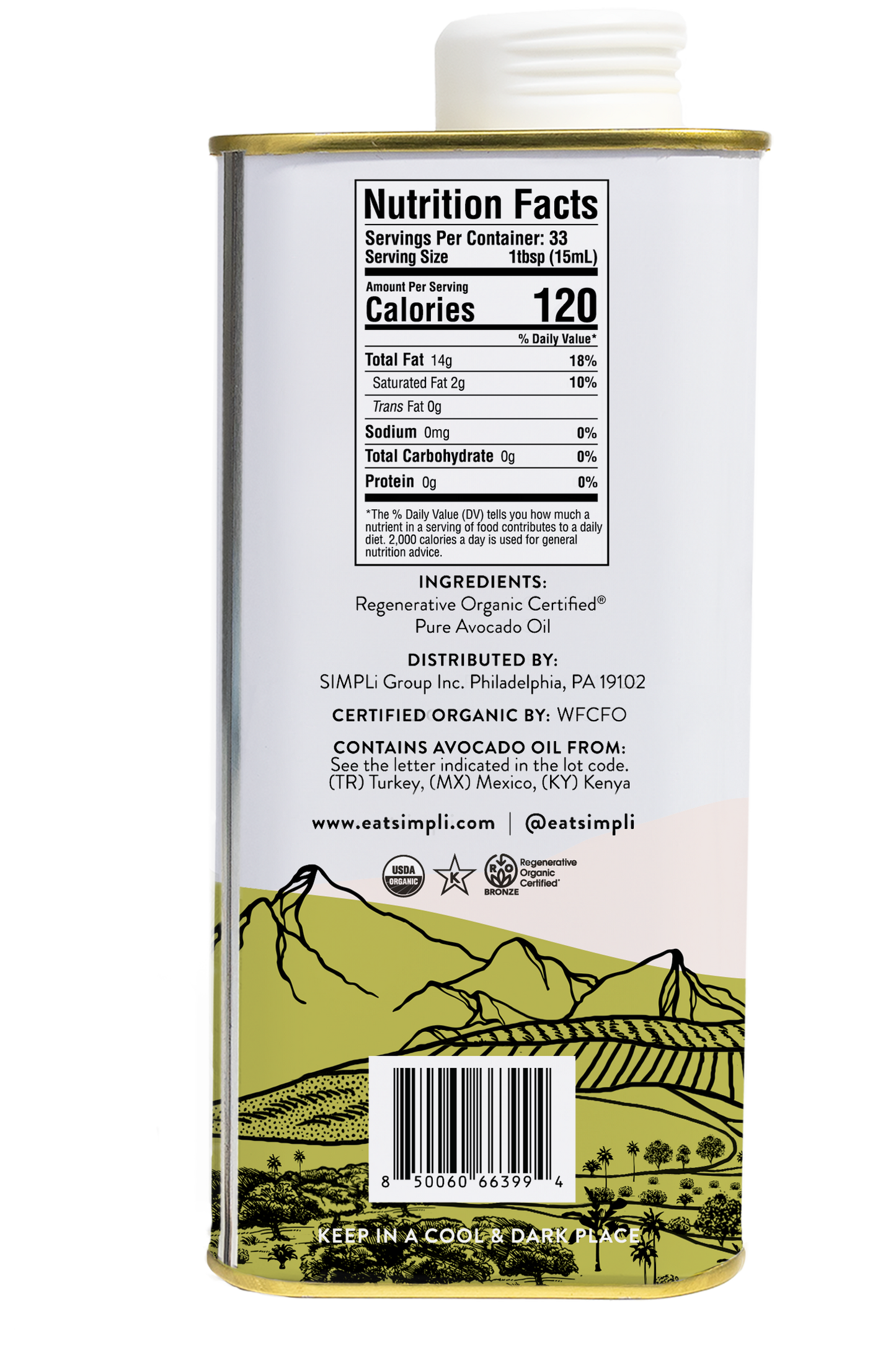 3-PACK SIMPLi REGENERATIVE ORGANIC CERTIFIED® PURE AVOCADO OIL