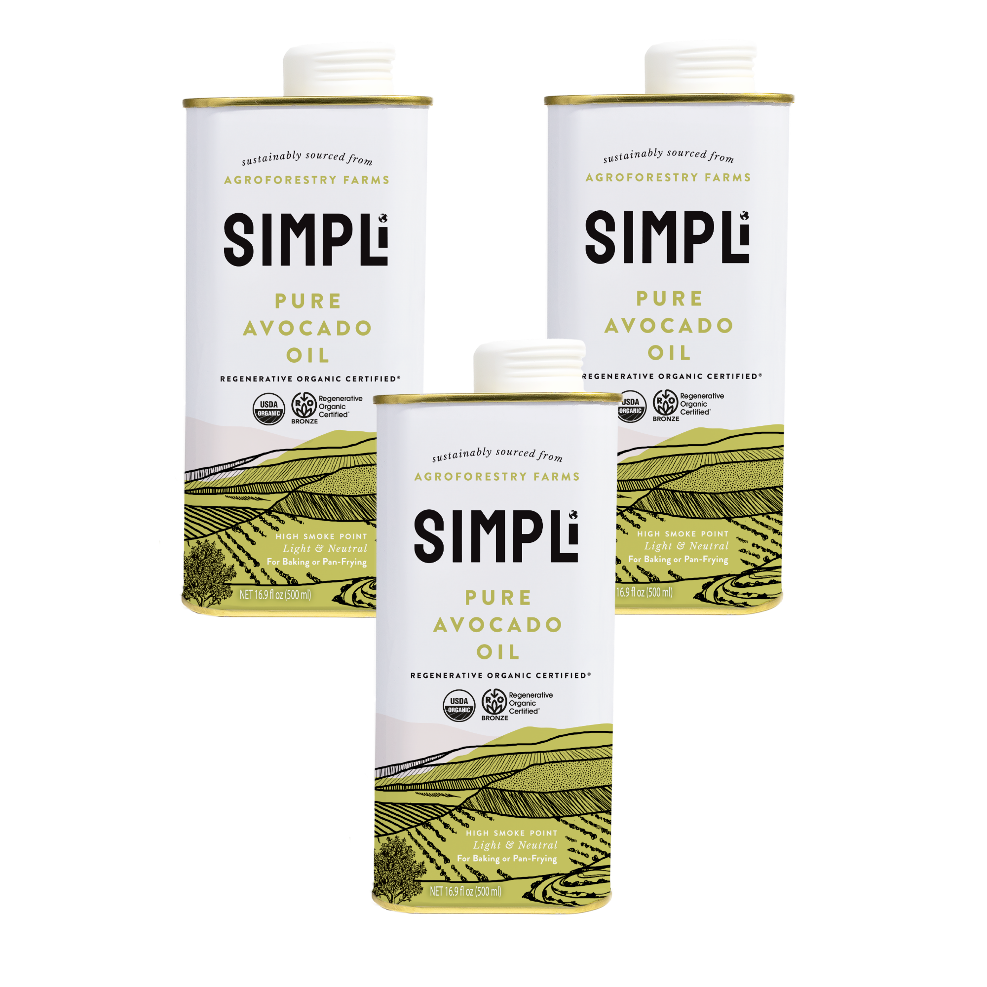 3-PACK SIMPLi REGENERATIVE ORGANIC CERTIFIED® PURE AVOCADO OIL