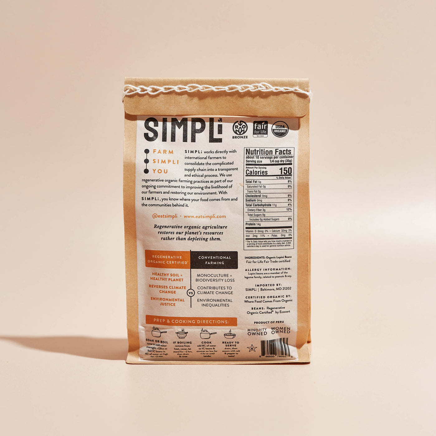 SIMPLi Regenerative Organic Certified® Lupini Beans