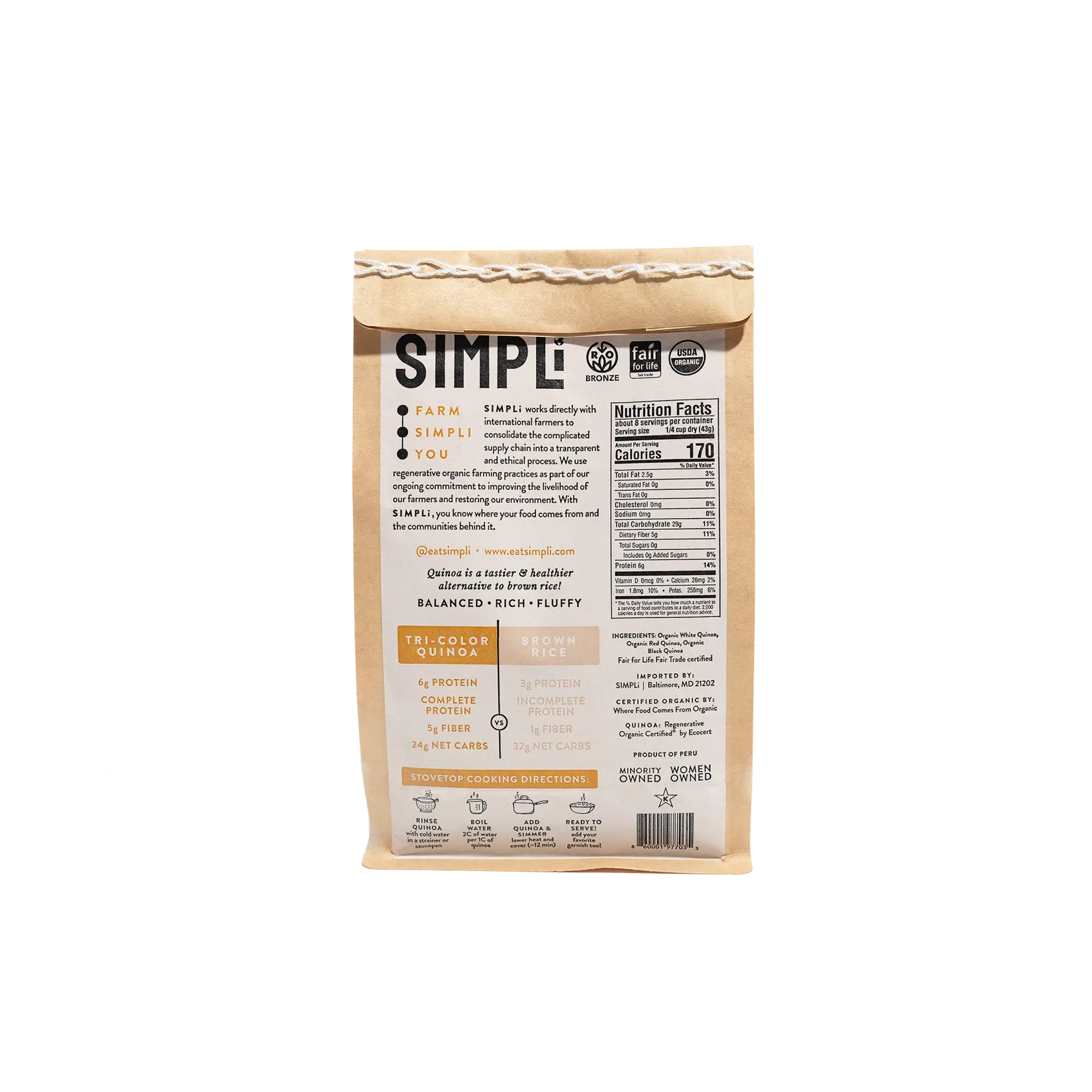 SIMPLi REGENERATIVE ORGANIC CERTIFIED® TRI-COLOR QUINOA