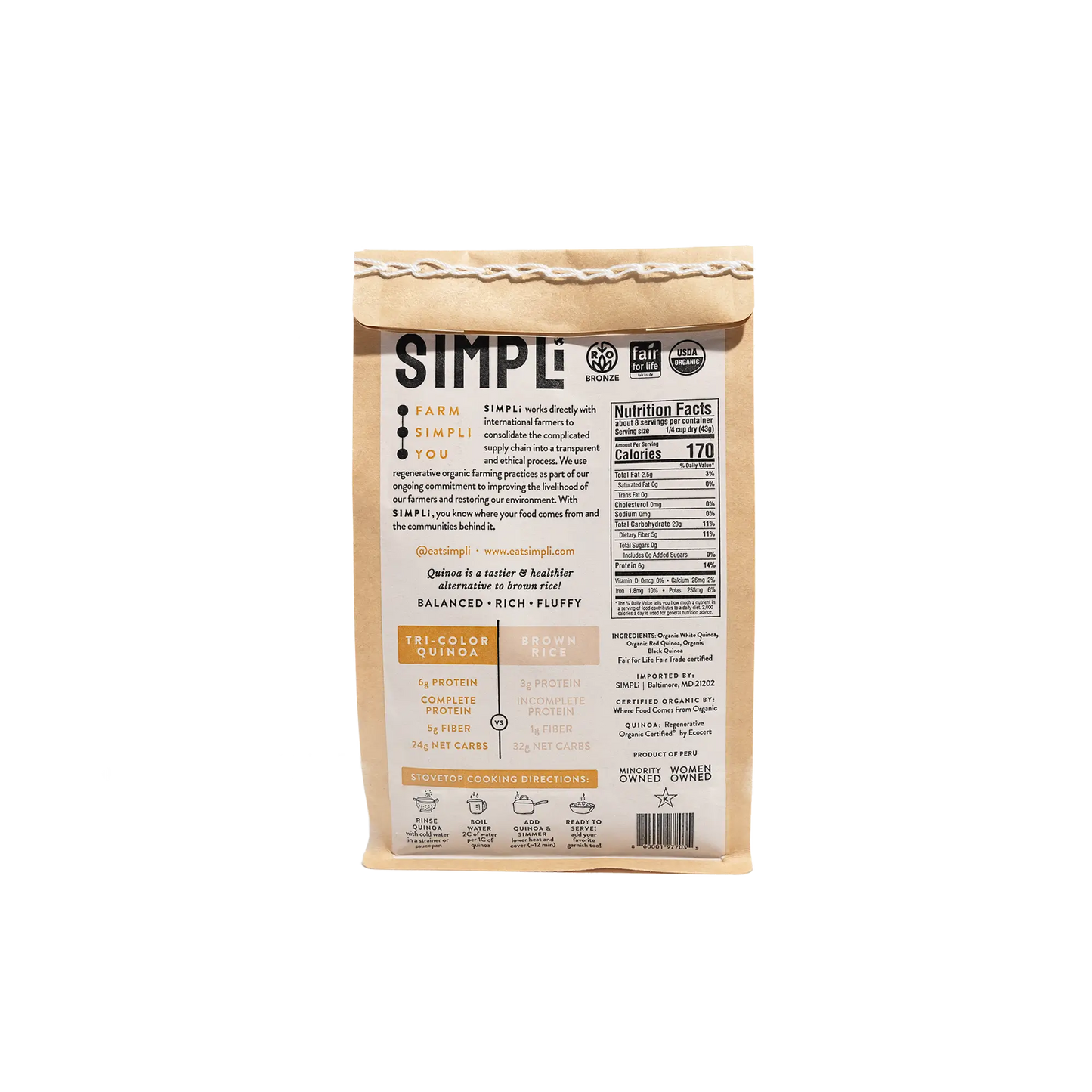 SIMPLi REGENERATIVE ORGANIC CERTIFIED® TRI-COLOR QUINOA