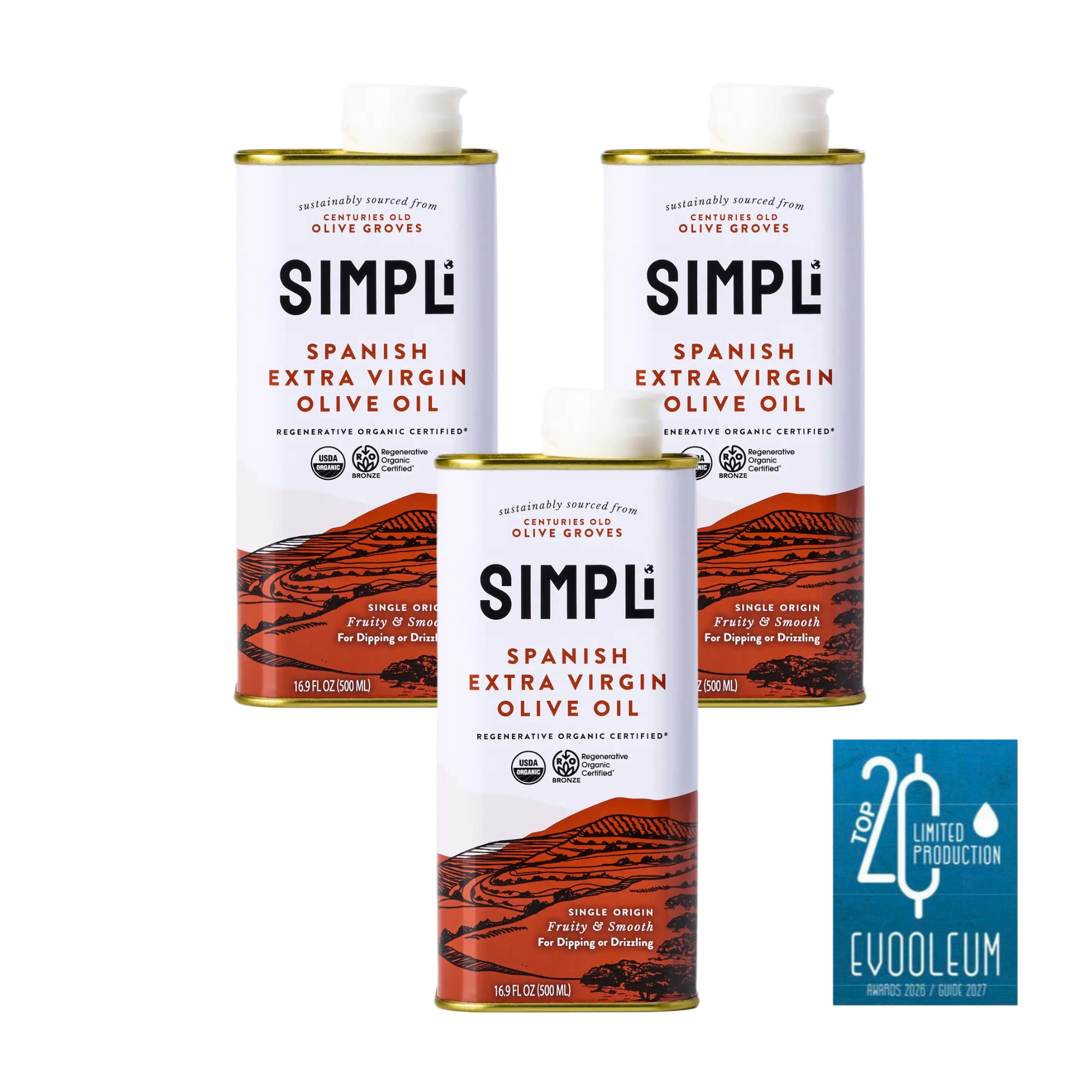 3-PACK SIMPLi REGENERATIVE ORGANIC CERTIFIED® SPANISH EXTRA VIRGIN OLIVE OIL