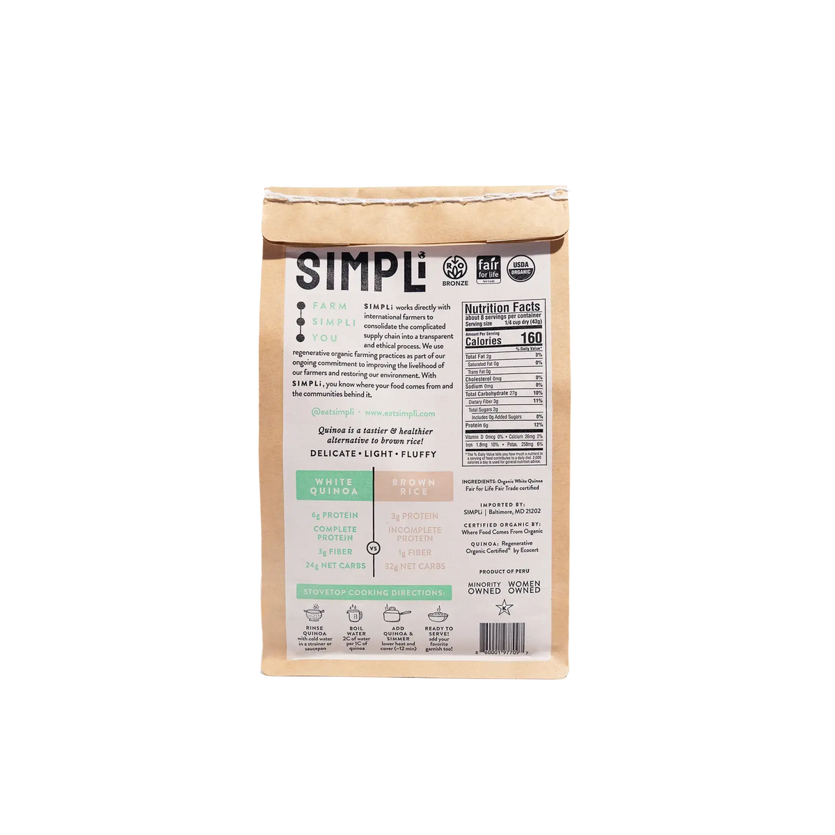 Simpli 3-PACK SIMPLi REGENERATIVE ORGANIC CERTIFIED® WHITE QUINOA
